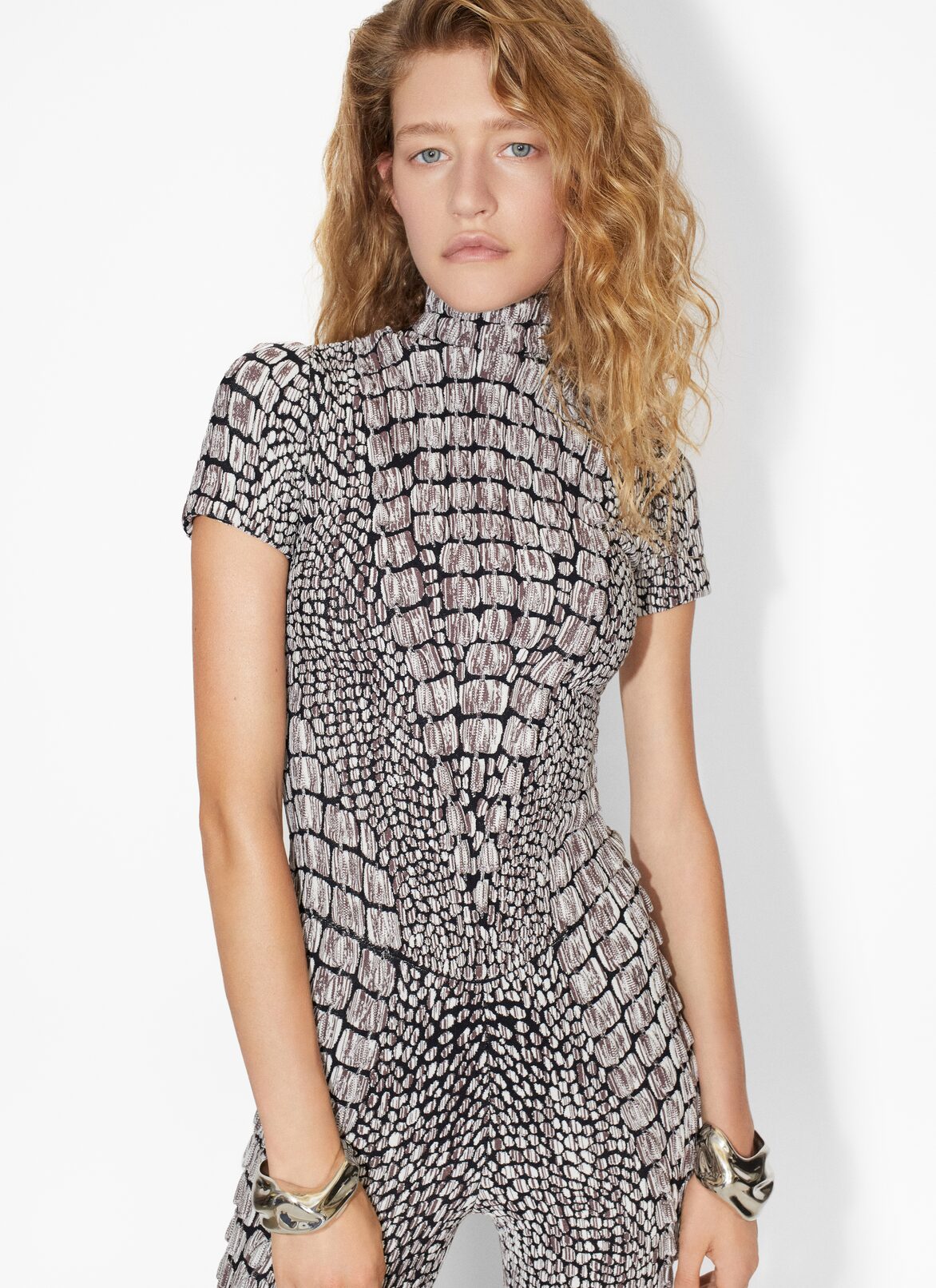 Crocodile jacquard jumpsuit  ALAÏA BLACK CROCODILE JACQUARD JUMPSUIT